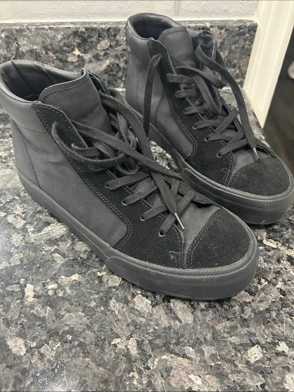 Zara Black High-Top Lace-Up Sneakers Boots